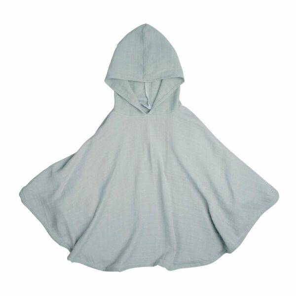 Organic Cotton Muslin Poncho – Foggy Blue