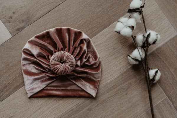 Turban muts velvet oud roze - Afbeelding 3