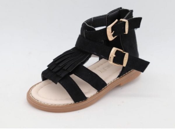 Fringe sandalen black