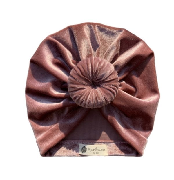 Turban muts velvet oud roze - Afbeelding 2