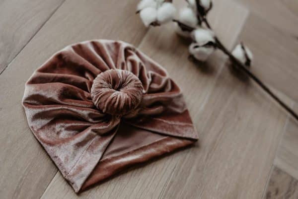 Turban muts velvet oud roze - Afbeelding 5