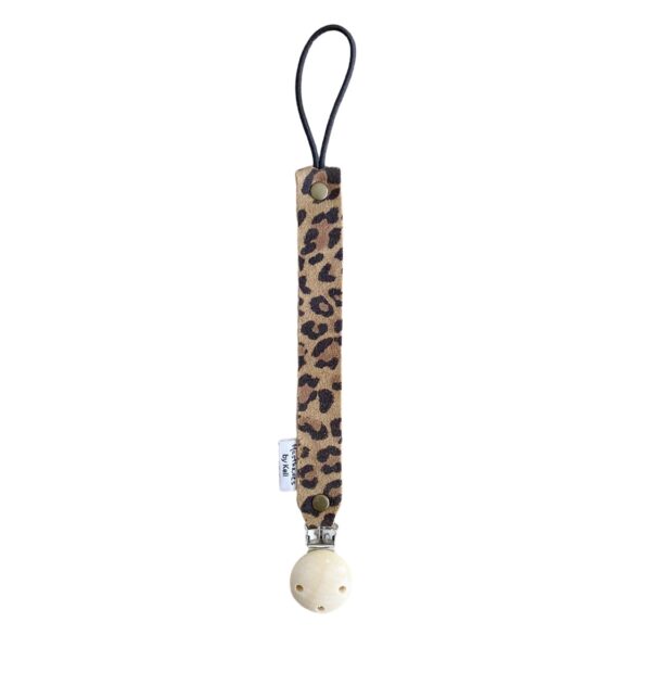 Speenkoord van leer - Leopard bruin