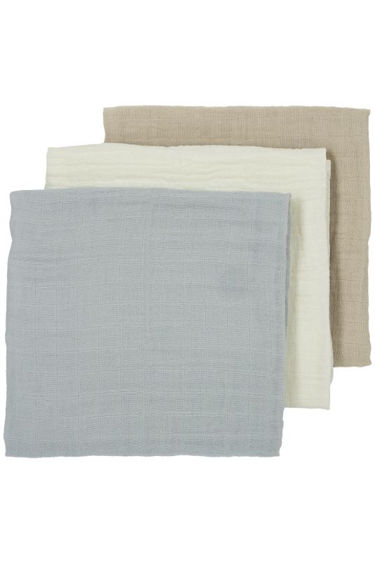 HYDROFIELE DOEKEN 3-PACK UNI - OFFWHITE/LIGHT GREY/SAND - 70X70CM