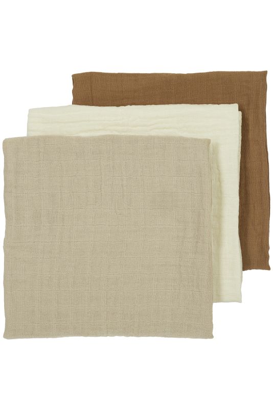 HYDROFIELE DOEKEN 3-PACK UNI - OFFWHITE/SAND/TOFFEE - 70X70CM