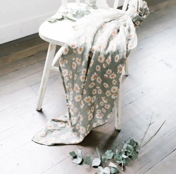 Muslin Swaddle Baby Blanket – Daisy green - Afbeelding 4