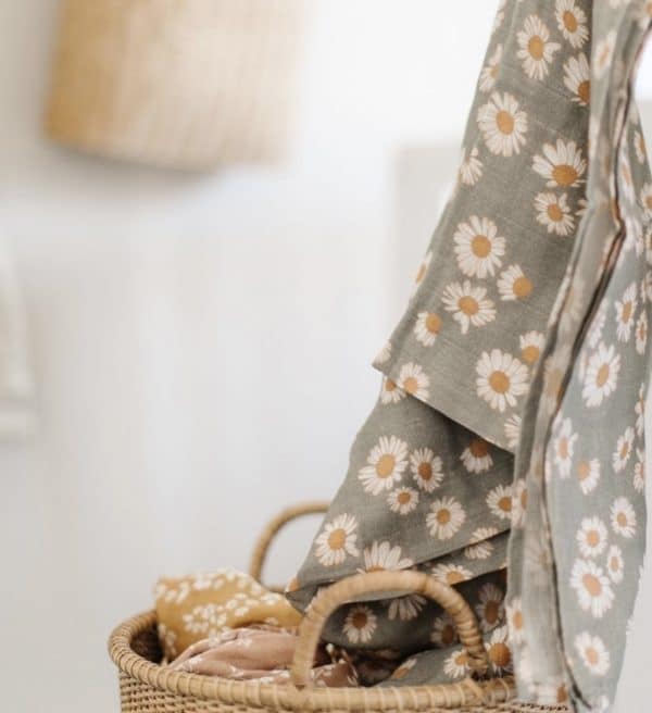 Muslin Swaddle Baby Blanket – Daisy green - Afbeelding 6