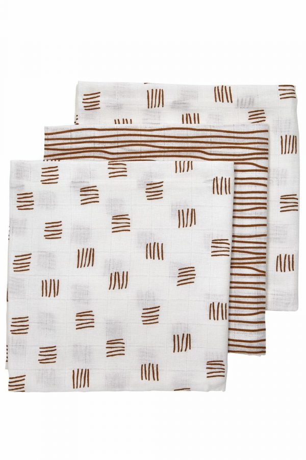 HYDROFIELE LUIERS 3-PACK BLOCK STRIPE - CAMEL - 70X70CM