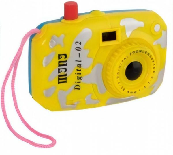 Goki mini-fototoestel viewmaster 10 cm geel/blauw