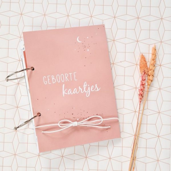 Bewaarbundel geboortekaartjes roze sterrenhemel - Afbeelding 4