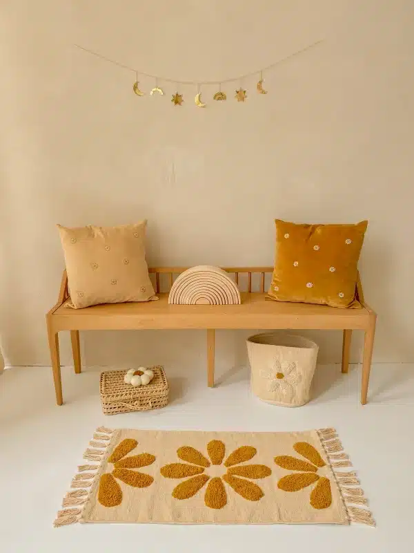 Medium rug 3 daisies mustard - Afbeelding 4