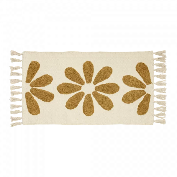 Medium rug 3 daisies mustard
