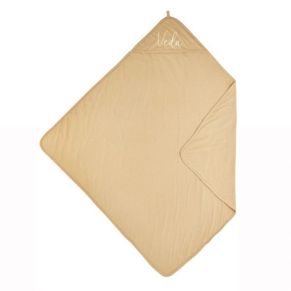 WIKKELDOEK BASIC JERSEY - WARM SAND - 80X80CM - MET NAAM