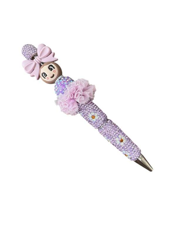 Strass pen paars meisje